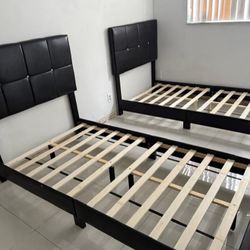 Twin Size Bed Frame Set Of Bed Frames 2 BEDS BOX SEALED PLATFORM BED Diamond Headboard 