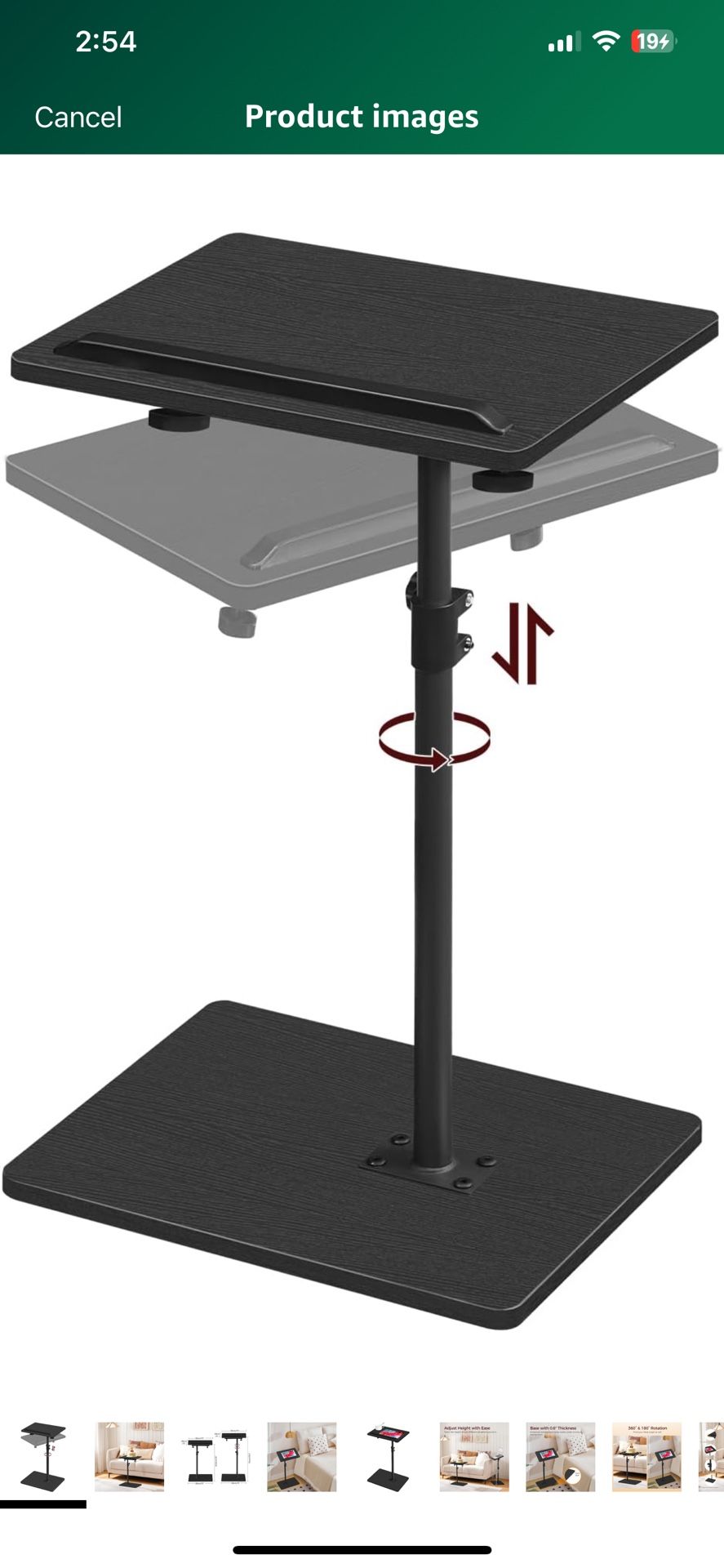 TV Tray Table, Sofa Armrest Tray Table for Couch, 360° Swivel Height Adjustable End Table, Snack Side Table with Phone and Tablet Slot, Rustic Brown E