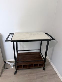 Bar Cart with Marble Top and matching coasters