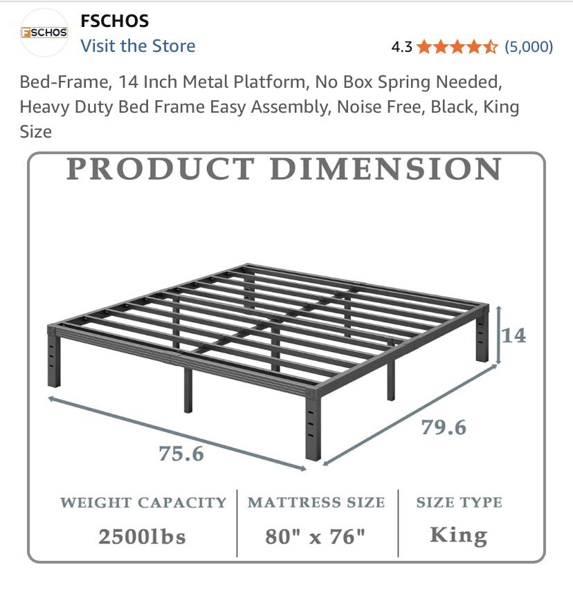 Metal Bed Frame - KING