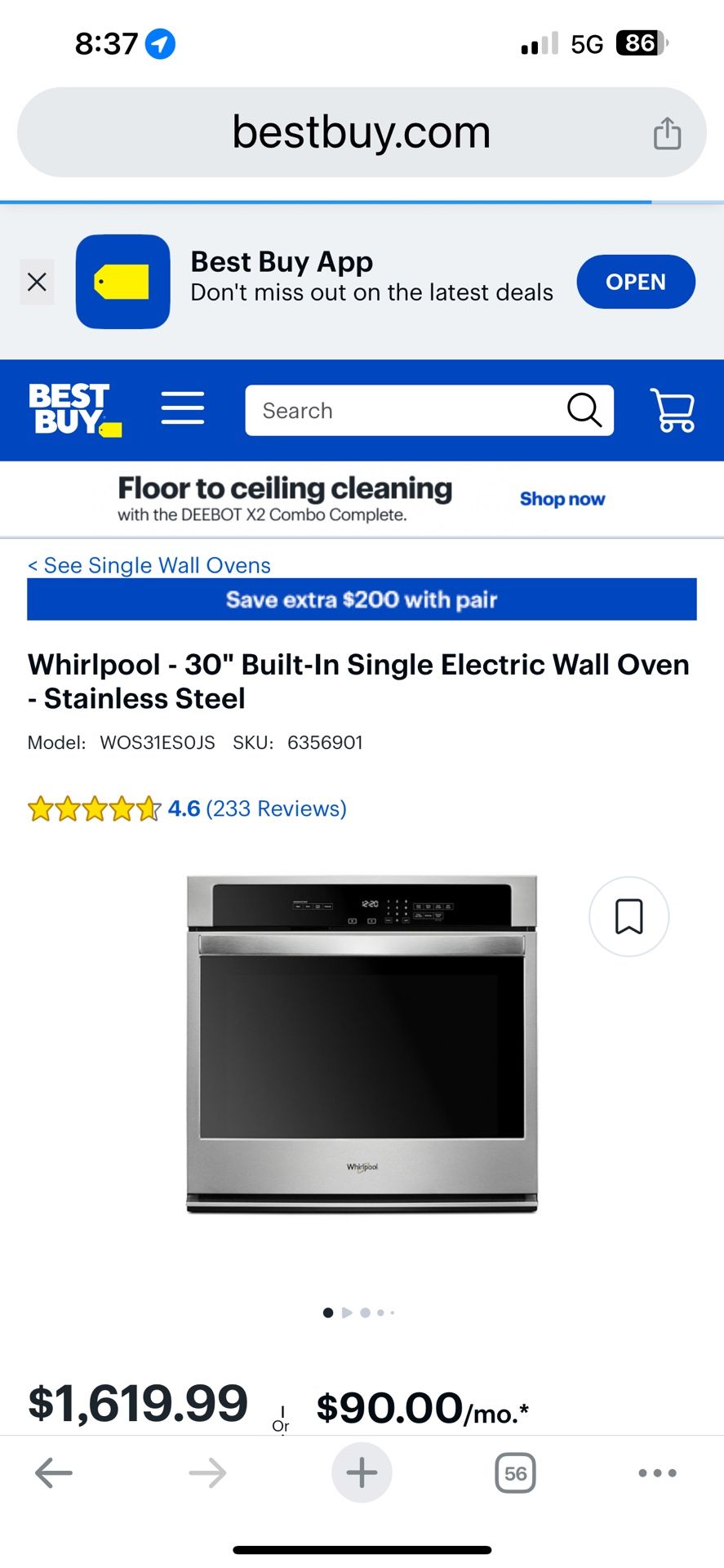 Whirlpool - 30" Built-In Single Electric Wall Oven - Stainless Steel