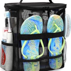 Quick Dry Mesh Shower Caddy Portable, Large Capacity Shower Bag with Hanging Hook, Bathroom, Gym, Swimming, Travel, Beach, Camping Essentials