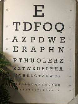 Brand New! W/Tags Large distressed Eye Chart Decor