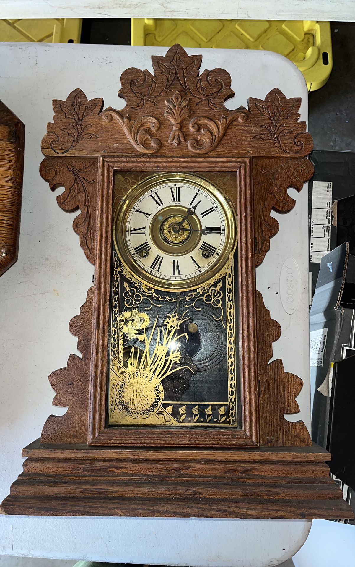 Victorian E.N. WELCH SPRING CO. 8 DAY GINGERBREAD KITCHEN PARLOR CLOCK