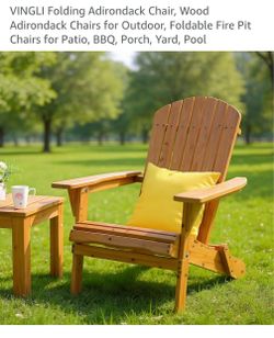 New Folding Adirondack Chair, Wood Adirondack Chairs for Outdoor, Foldable Fire Pit Chairs for Patio