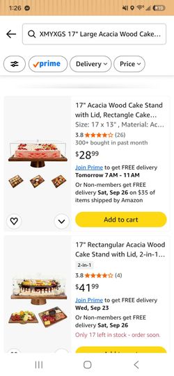 17" Acacia Wood Cake Stand with Lid