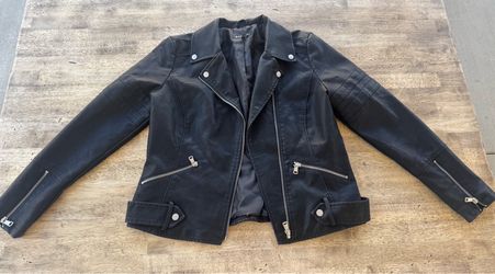 Black Faux Leather Moto Jacket size M