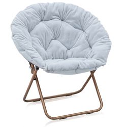 Oversized Round Folding Faux Fur Saucer Chair Light blue / gray available