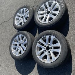 4 — 205/55r16 5x120 5x4.72 Stock Bmw 328 330 Wheels Rims Good 80% Treads Tires!!!