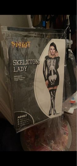 Costume Skeletons women's XL pick up rosedale costume had gown and hood thigh highs gorgeous