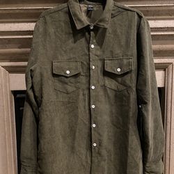 Olive Corduroy button-down shirt