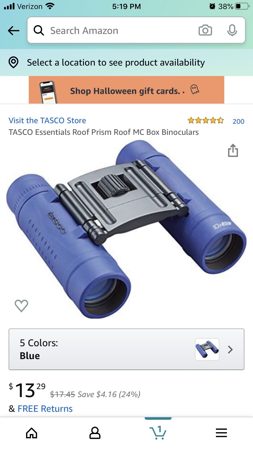 Tasco essentials roof prism roof MC box binoculars