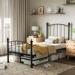 Twin Metal Bed Frame | Sturdy & Durable | Supports Up to 500 lbs | Simple & Stylish Design | Fits 75” x 38” Mattress