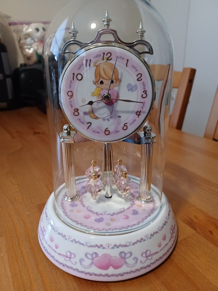 Precious Moments Dome Clock Pink Excellent Condition