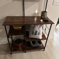 Bakers Rack And A Fish Tank W/ Stand And Accessories 