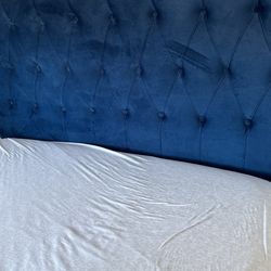 Full Velvet Blue Bed
