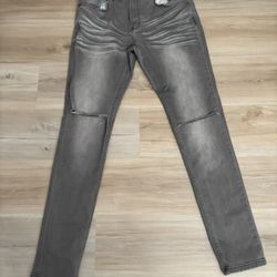 SERENEDE Fitted Denim Grey Jeans 