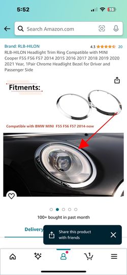 Headlight Trim Ring MIN Cooper F55 F56 F57