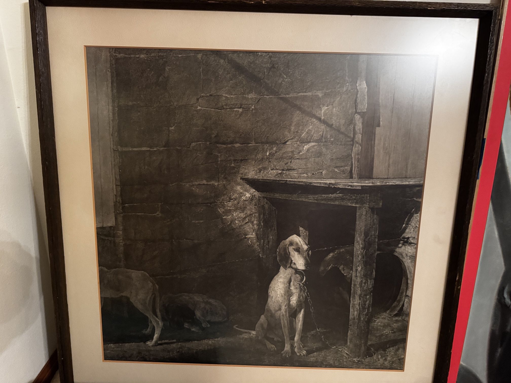 Framed Art By Known Artist dogs on a farm