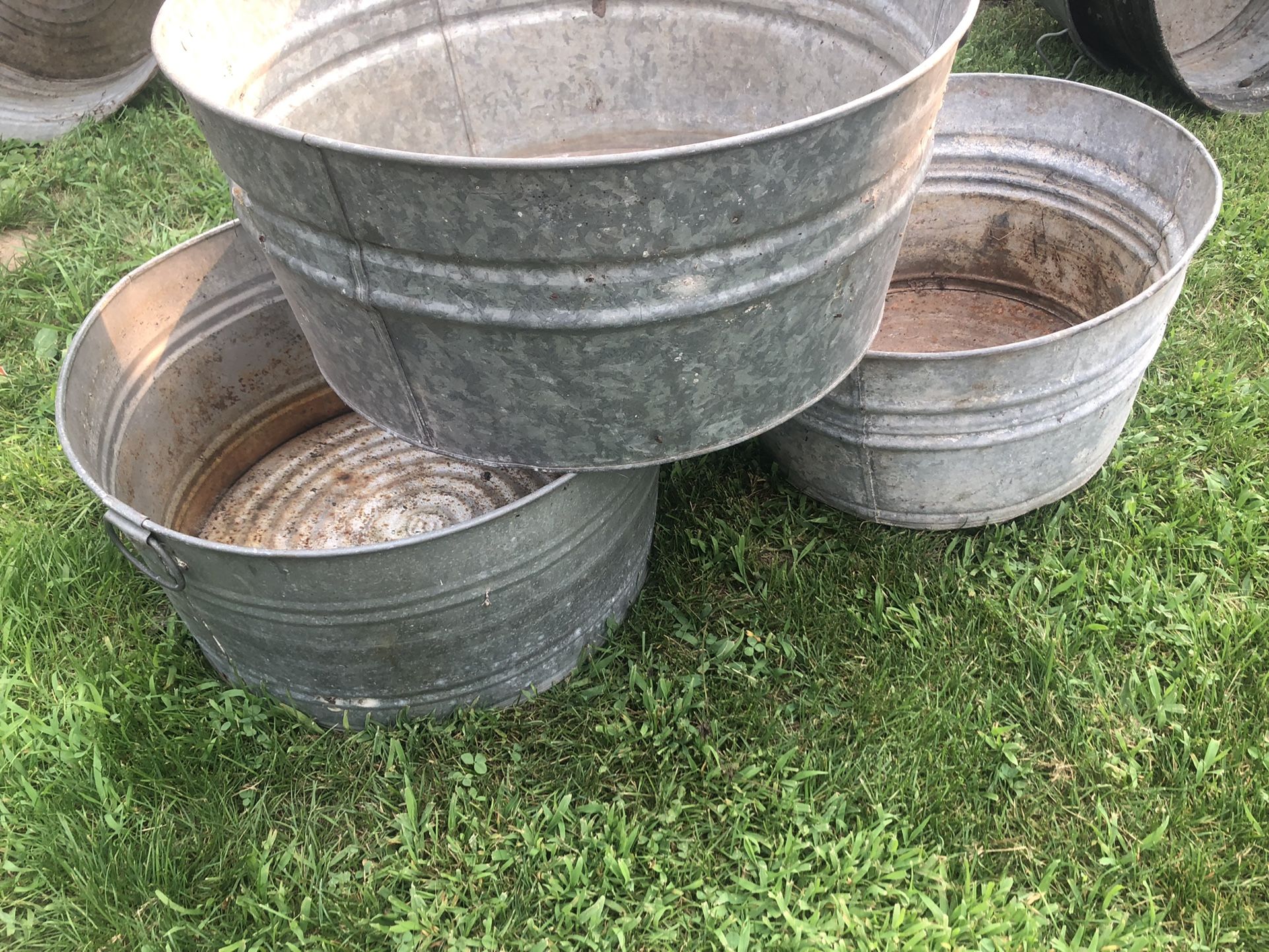 Antique Primitive Wash Tubs Total 9 With Handle S