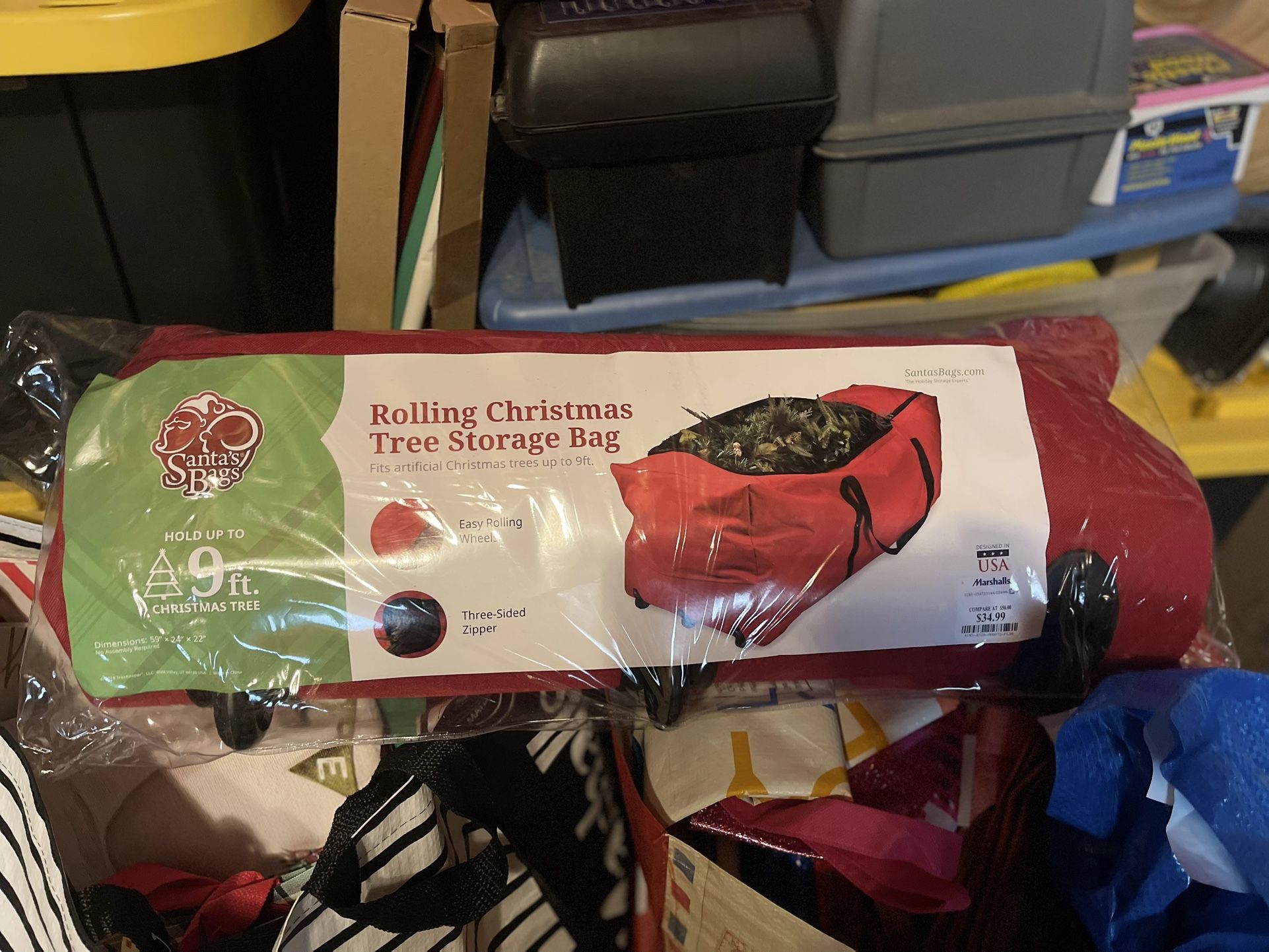Rolling Tote- Fits A 9ft. Artificial Tree , Garland And Wreaths