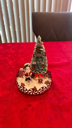 Christmas, Santa Claus with gingerbread Christmas tree snow with glitter decoration handmade