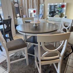 5-pc Counter Height Dining Set White & Grey