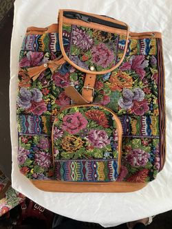 Hand Made Leather With Embroidery Back Pack 