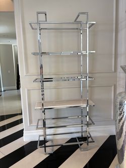 1. Chrome & Marble Étagère Bookshelf / Display Shelf