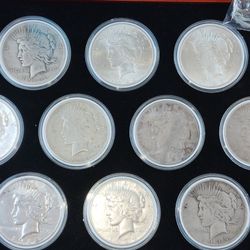 10 Piece Collection Morgan Peace Dolar With Box And 🗝️ 