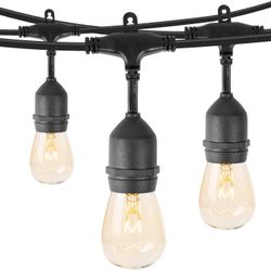 48 Feet Outdoor Patio String Lights with 15 S14 Incandescent Edison Bulbs