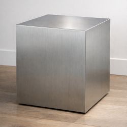 Modern Brushed Metal Pedestal Cubes (Set of 2)