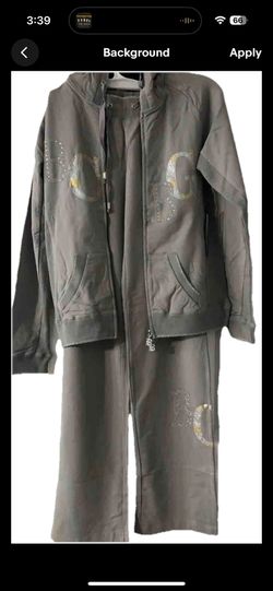 BCBG Maxazria Small Mist Grey Women’s tracksuit pants/jackets BC13683J.  Original price $160 each /$320 total Decor rhinestones, logo zipper, new set.