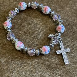 Bracelet With Rhinestone Cross 