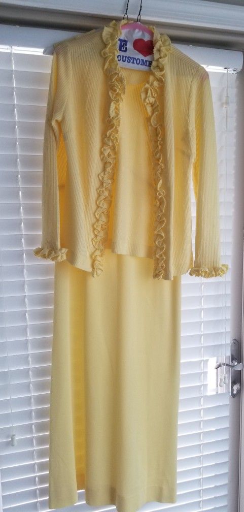 Mother Of The Bride Pale Yellow Sleeveless Sheath W/Jacket/Size 10