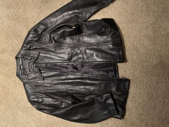Men’s Black Leather Jacket - Size XL