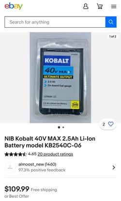 Beteria Kobalt 40 Volts 2.5 Ampers