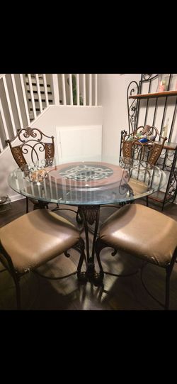 Iron Work Glass Top Table