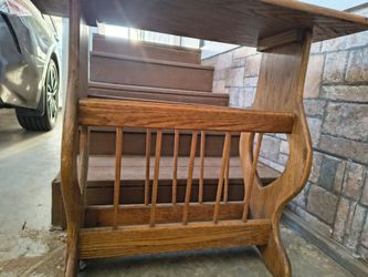 Solid Oak Cut Out Heart Magazine Side Table