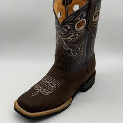 Western Suede Leather Square Toe Boots