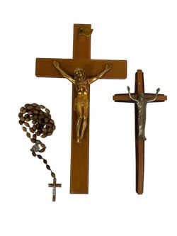 Wooden Crucifix and Rosary Set
