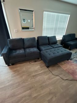 Couch navy suede