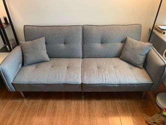 Blue futon sofa bed