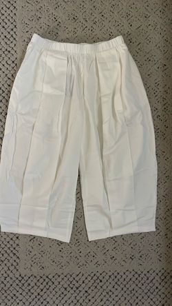 White Wide-Leg Cropped Pants PLUS size