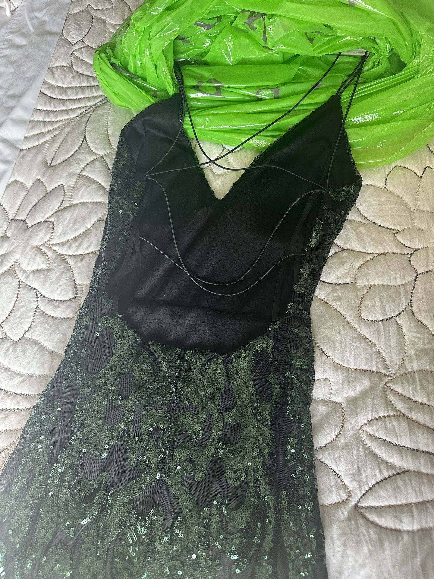 Green And Black Floor Length Dress