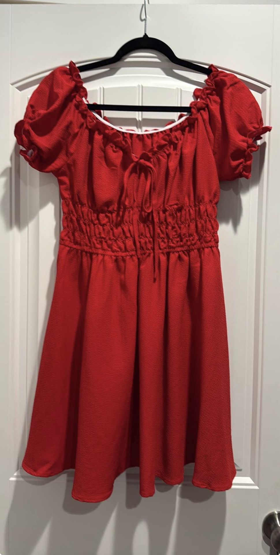 Red Peasant Style Dress