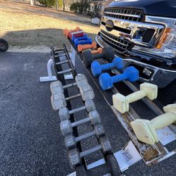 Dumbbells weights and rack 