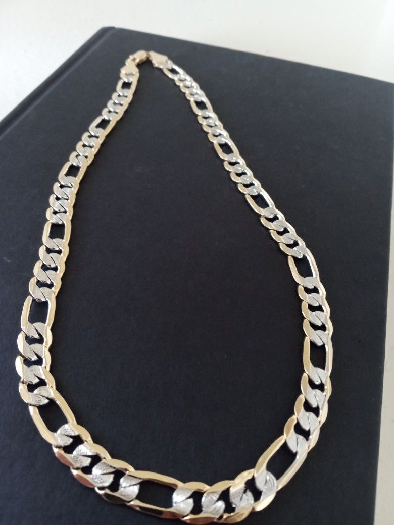 Gold 18k Plated Figaro Necklace Chain Jewelry 