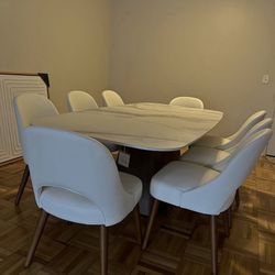 Luxury 91" Modern Marble Dinning Set- 8 Chairs- NEVER USED