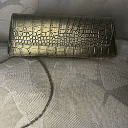 Gold and Black Clutch Purse With Shoulder Strap 